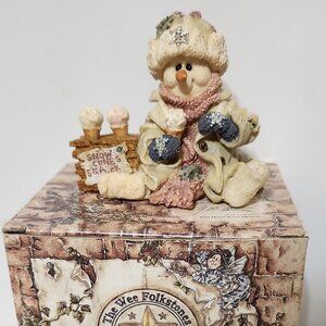 Boyds Bear Wee Folkstone Collection "Slurp" Snowman Snow Cone Figurine (36500)